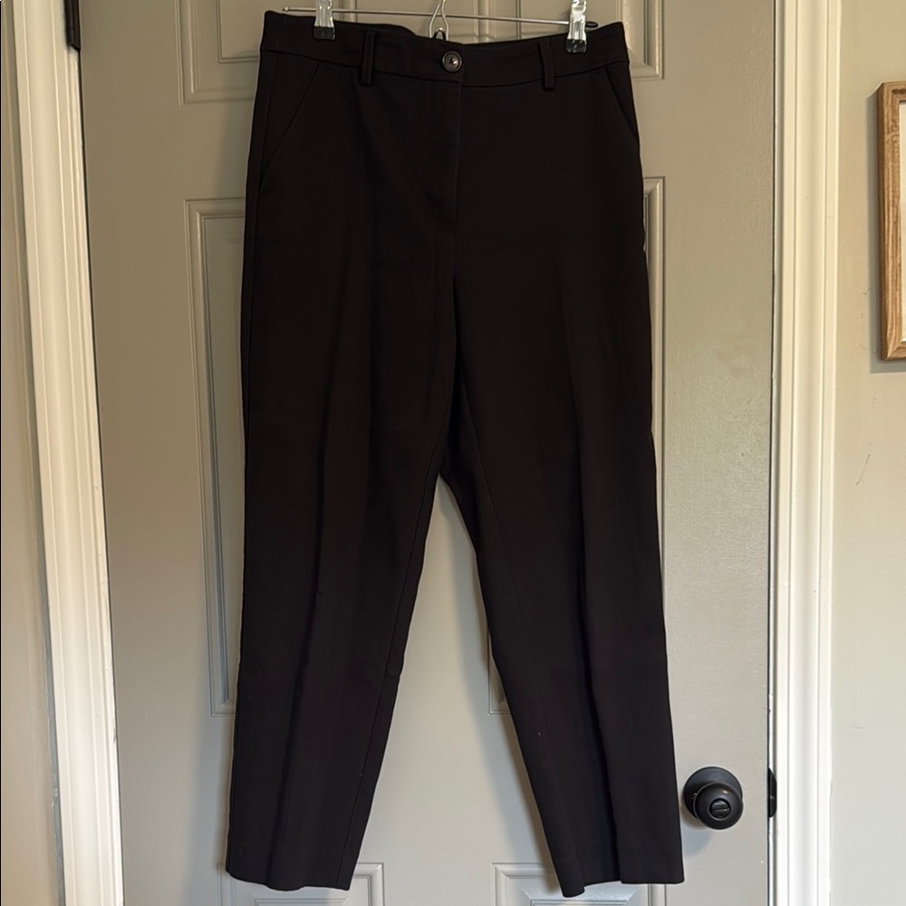 LOFT Black Curvy Straight Button-Detail Pants